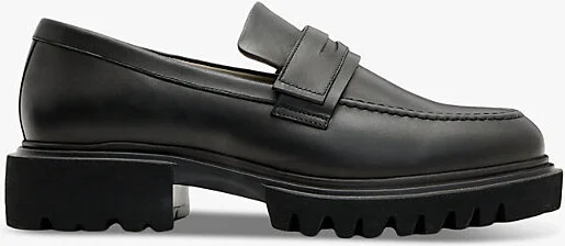 Mens Black Vinni Flat Leather Penny Loafers Eur 41 / 7 Uk Men