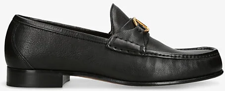 Mens Black Vlogo Leather Loafers Eur 43.5 / 9.5 Uk Men