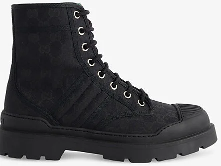 Mens Black Web Monogram Canvas Boots Eur 44 / 10 Uk Men