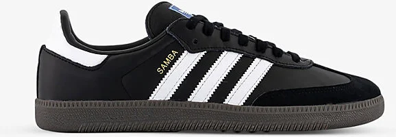 Mens Black White Gum Samba Og Logo-Print Leather Low-Top Trainers Eur 47 / 13 Uk Men