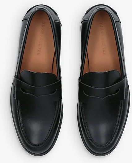 Mens Black Wilde Leather Penny Loafers Eur 41 / 7 Uk Men - Image 2