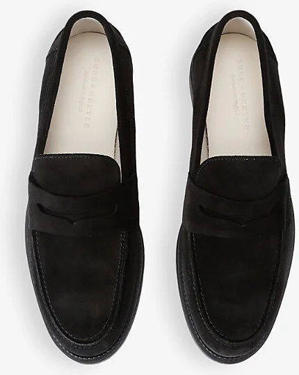 Mens Black Wilde Suede Penny Loafers Eur 46 / 12 Uk Men - Image 2
