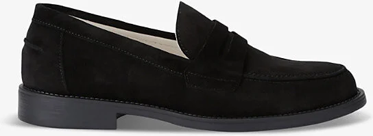 Mens Black Wilde Suede Penny Loafers Eur 46 / 12 Uk Men