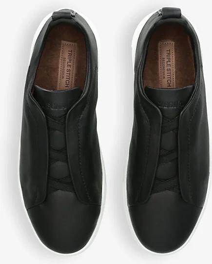 Mens Black X3 Triple Stitch Secondskin Shearling Leather Low-Top Trainers Eur 46 / 12 Uk Men - Image 2