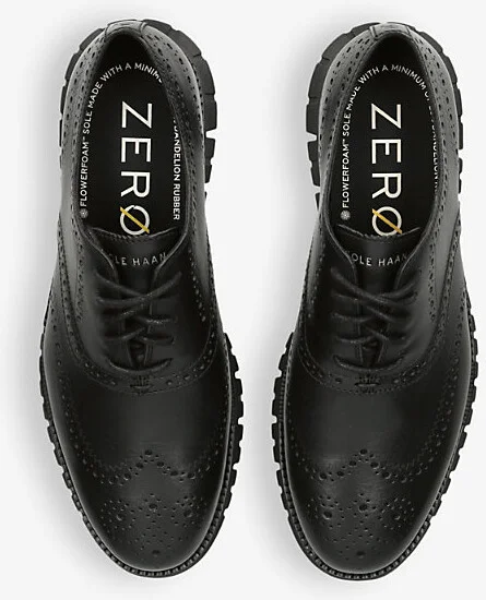 Mens Black Zerøgrand Wingtip Leather Oxford Shoes Eur 46 / 12 Uk Men - Image 2