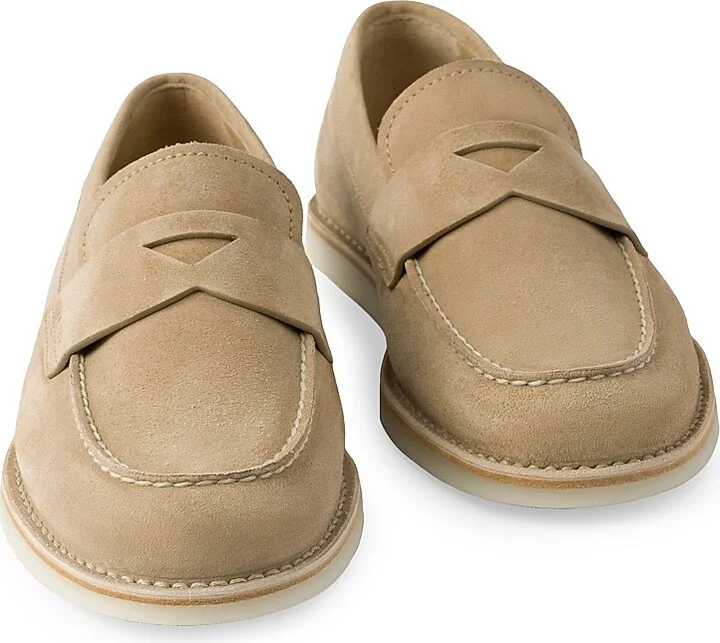 Men's Bleached Suede Loafers - Beige Khaki - Size 7 - Image 4