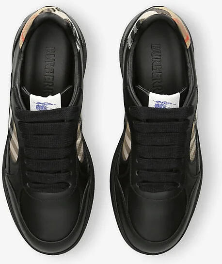 Mens Blk/Other Terrace Check Low-Top Leather Trainers Eur 44 / 10 Uk Men - Image 2