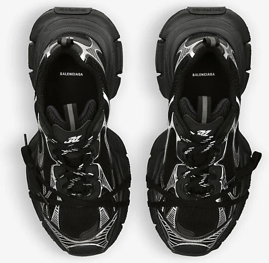 Mens Blk/White 3Xl Mesh Low-Top Trainers Eur 42 / 8 Uk Men - Image 2