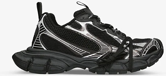Mens Blk/White 3Xl Mesh Low-Top Trainers Eur 42 / 8 Uk Men