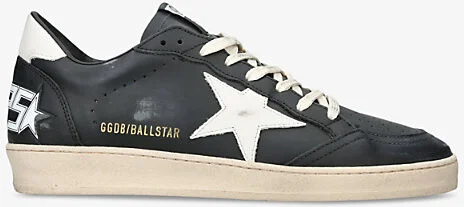 Mens Blk/White Ballstar 10366 Leather Low-Top Trainers 5