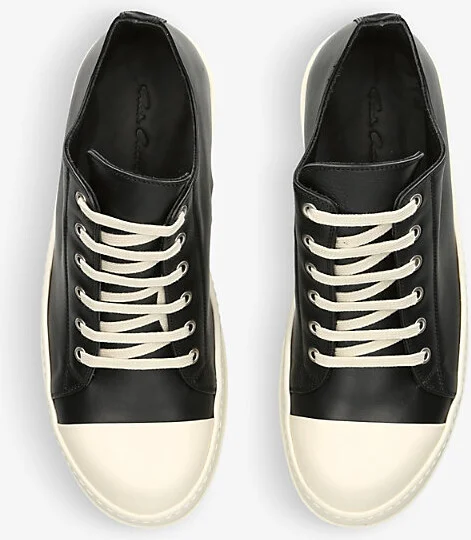 Mens Blk/White Classic Toe-Cap Leather Low-Top Trainers Eur 42 / 8 Uk Men - Image 2