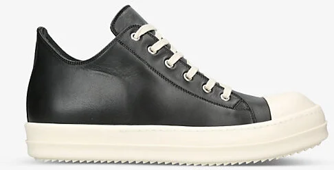 Mens Blk/White Classic Toe-Cap Leather Low-Top Trainers Eur 42 / 8 Uk Men