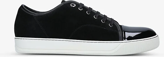 Mens Blk/White Dbb1 Contrast-Sole Suede and Leather Low-Top Trainers 5