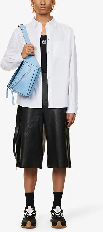 Mens Blk/White Flow Runner Monogram Leather and Shell Trainers Eur 45 / 11 Uk Men - Image 2