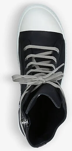 Mens Blk/White Grained Leather High-Top Trainers Eur 45 / 11 Uk Men - Image 2