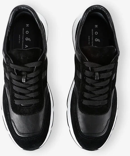 Mens Blk/White Hyperlight Branded Leather and Suede Low-Top Trainers Eur 41 / 7 Uk Men - Image 2
