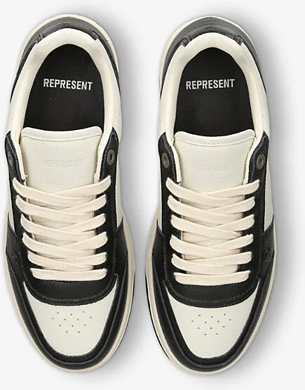 Mens Blk/White Initial Contrast-Panel Leather Low-Top Trainers Eur 40 / 6 Uk Men - Image 2