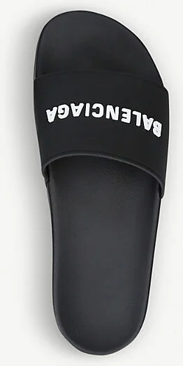 Mens Blk/White Logo Rubber Pool Sliders Eur 46 / 12 Uk Men - Image 2