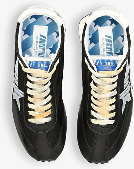 Mens Blk/White Marathon Runner Leather and Mesh Low-Top Trainers Eur 45 / 11 Uk Men - Image 2