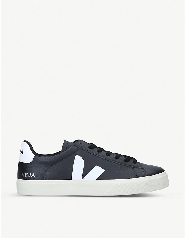 Mens Blk/White Men's Campo Leather and Coated-Canvas Low-Top Trainers 5