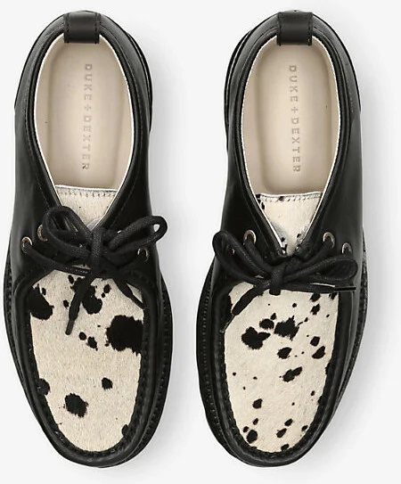 Mens Blk/White Moby Cow-Print Leather Loafer Boots Eur 42 / 8 Uk Men - Image 2