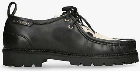 Mens Blk/White Moby Cow-Print Leather Loafer Boots Eur 42 / 8 Uk Men