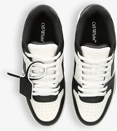 Mens Blk/White Out Of Office Logo-Embroidered Leather Low-Top Trainers Eur 41 / 7 Uk Men - Image 2