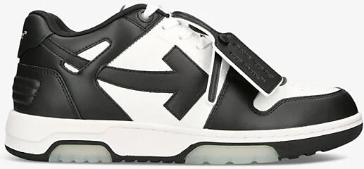 Mens Blk/White Out Of Office Logo-Embroidered Leather Low-Top Trainers Eur 41 / 7 Uk Men
