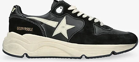 Mens Blk/White Running Sole Leather Low-Top Trainers Eur 40 / 6 Uk Men