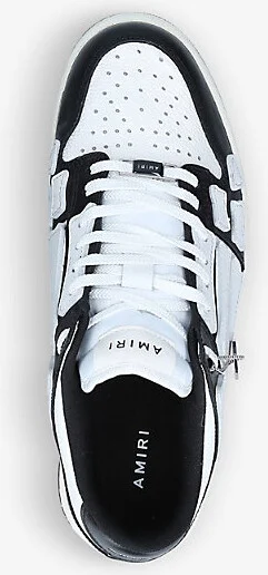 Mens Blk/White Skel Panelled Leather Low-Top Trainers Eur 43 / 9 Uk Men - Image 2