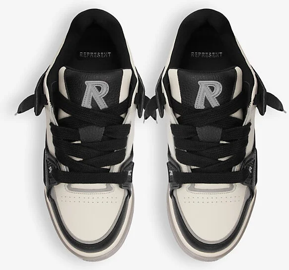 Mens Blk/White Studio Panelled Leather Mid-Top Trainers Eur 45 / 11 Uk Men - Image 2