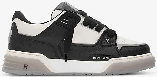 Mens Blk/White Studio Panelled Leather Mid-Top Trainers Eur 45 / 11 Uk Men