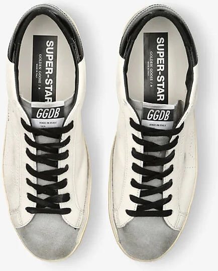 Mens Blk/White Super Star Leather Low-Top Trainers Eur 41 / 7 Uk Men - Image 2