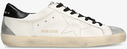 Mens Blk/White Super Star Leather Low-Top Trainers Eur 41 / 7 Uk Men