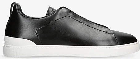 Mens Blk/White Triple Stitch Leather Low-Top Trainers Eur 43.5 / 9.5 Uk Men