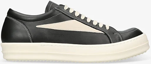 Mens Blk/White Vintage Low Grained-Leather and Suede Low-Top Trainers Eur 42 / 8 Uk Men