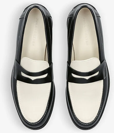 Mens Blk/White Wilde Penny Leather Loafers Eur 45 / 11 Uk Men - Image 2