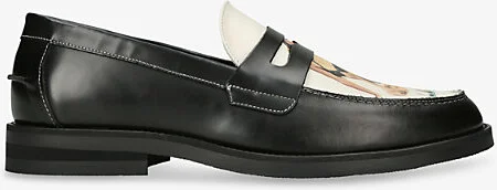 Mens Blk/White Wilde Pin Up II Leather Penny Loafers Eur 43 / 9 Uk Men