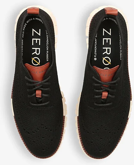 Mens Blk/White Zerøgrand Wingtip Stitchlite Knitted Oxford Shoes Eur 43 / 9 Uk Men - Image 2