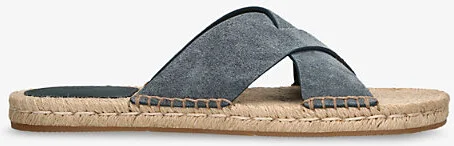 Mens Blue Cross-Over Suede Espadrille Flat Sandals Eur 44 / 10 Uk Men