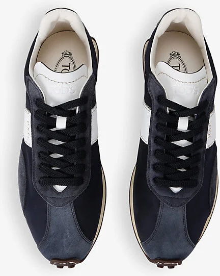 Mens Blue/Dark Allacciata Leather and Suede Low-Top Trainers Eur 45 / 11 Uk Men - Image 2