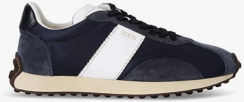 Mens Blue/Dark Allacciata Leather and Suede Low-Top Trainers Eur 45 / 11 Uk Men
