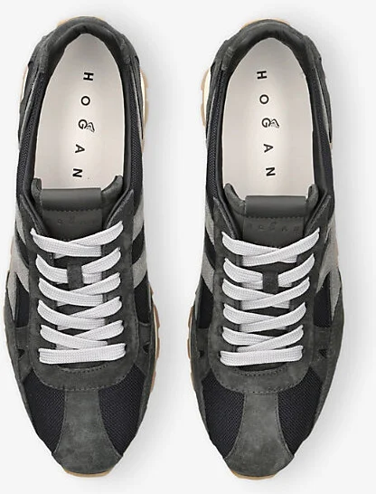 Mens Blue/Dark Allacciato H 671 Brand-Embroidered Suede Low-Top Trainers Eur 41 / 7 Uk Men - Image 2