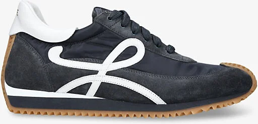Mens Blue/Dark Flow Runner Monogram Leather and Shell Trainers Eur 40 / 6 Uk Men