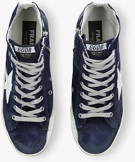 Mens Blue/Dark Francy High-Top Suede Trainers Eur 44 / 10 Uk Men - Image 2