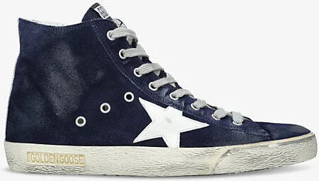 Mens Blue/Dark Francy High-Top Suede Trainers Eur 44 / 10 Uk Men