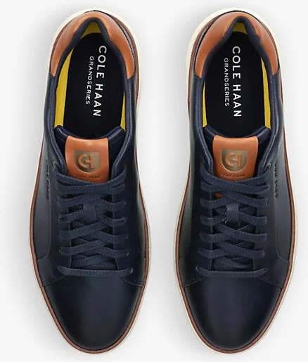 Mens Blue/Dark Grandprø Topspin Leather Low-Top Trainers Eur 41 / 7 Uk Men - Image 2