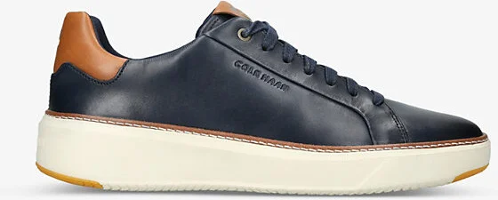 Mens Blue/Dark Grandprø Topspin Leather Low-Top Trainers Eur 41 / 7 Uk Men