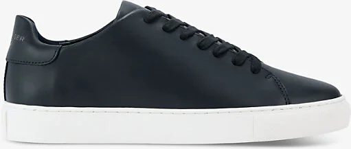Mens Blue/Dark Lennon Logo-Embossed Leather Low-Top Trainers Eur 43 / 9 Uk Men