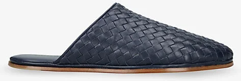 Mens Blue/Dark Sunday Intrecciato-Weave Leather Mules Eur 42 / 8 Uk Men